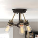 Miles 3 Light 13 inch Vintage Bronze Semi-Flush Ceiling Light